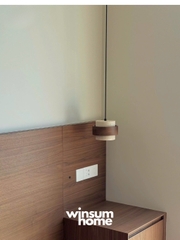 Đèn thả Cole chất liệu đá travertine kết hợp vòng gỗ