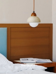 Đèn thả trần đá travertine, đèn thả đầu giường, đèn trang trí quầy bar, đảo bếp - winsum.decor DPA05
