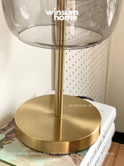 Đèn bàn thủy tinh xám khói thân thép -DBB013