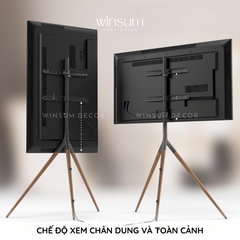 Giá đỡ TV tripod 3 chân gỗ, có thể xoay sang trái phải TV 45-65 inch - K03
