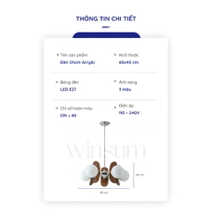 Đèm chùm phòng khách acrylic style Bắc Âu, đèn thả bàn ăn sang trọng - DCB02
