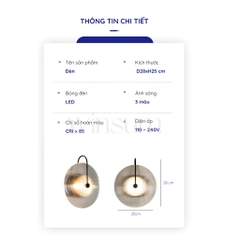 Đèn tường thủy tinh, đèn vách tròn ADA Aperture gắn cầu thang, đầu giường Bắc Âu