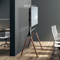 Giá đỡ tivi chân gỗ cao cấp phong cách Hàn Quốc, thiết kế kiểu khung vẽ nghệ thuật - K02