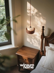 Đèn thả Cole chất liệu đá travertine kết hợp vòng gỗ