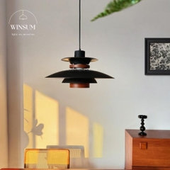Đèn thả trần PH5 màu đen trang trí nhà hàng, bàn ăn, phòng khách bóng đèn Led 12W - 3 chế độ sáng