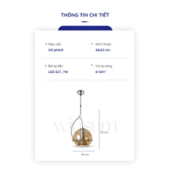 Đèn thả thủy tinh màu trà trang trí nhà hàng, đèn cạnh giường ngủ điều chỉnh được vị trí - DPB06