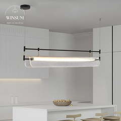 Đèn thả quầy pha chế quán cafe, đèn thanh dài thả bàn ăn led linear khung sắt chụp đèn acrylic - DPB