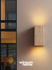 Đèn ốp tường đá travertine 2 đầu hình hộp
