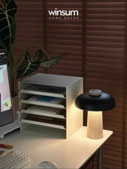 Đèn bàn thân đá Travertine, đèn ngủ để đầu giường, đèn đọc sách thiết kế Đan Mạch - DBB011