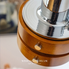 Đèn tường, đèn spot light viền gỗ óc chó có thể xoay 2 bên, đèn gắn đầu giường, lối ra vào - DTB03