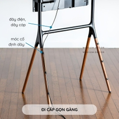 Giá đỡ tivi chân gỗ cao cấp phong cách Hàn Quốc, thiết kế kiểu khung vẽ nghệ thuật - K02
