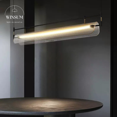 Đèn thả quầy pha chế quán cafe, đèn thanh dài thả bàn ăn led linear khung sắt chụp đèn acrylic - DPB