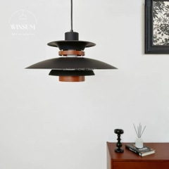 Đèn thả trần PH5 màu đen trang trí nhà hàng, bàn ăn, phòng khách bóng đèn Led 12W - 3 chế độ sáng