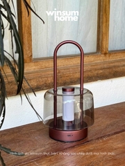 Đèn bàn thủy tinh không dây, đèn ngoài trời trang trí bàn ăn có tay xách, sạc điện USB - DBA02