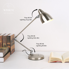 Đèn nordic để bàn làm việc, khung hợp kim điều chỉnh, bóng đèn 3 chế độ sáng bảo vệ mắt - DBB