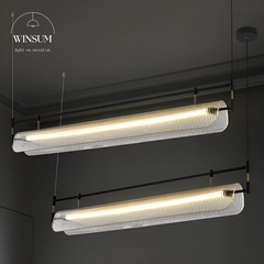 Đèn thả quầy pha chế quán cafe, đèn thanh dài thả bàn ăn led linear khung sắt chụp đèn acrylic - DPB