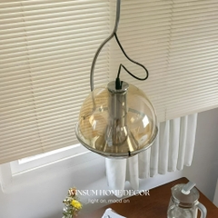 Đèn thả thủy tinh màu trà trang trí nhà hàng, đèn cạnh giường ngủ điều chỉnh được vị trí - DPB06