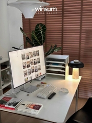 Đèn bàn thân đá Travertine, đèn ngủ để đầu giường, đèn đọc sách thiết kế Đan Mạch - DBB011
