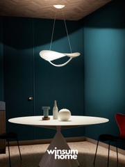 Đèn thả Plena phong cách Ý dáng cong mặt trăng trang trí phòng khách, bàn ăn