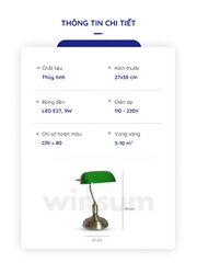 Đèn bàn Banker thủy tinh xanh