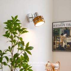 Đèn tường, đèn spot light viền gỗ óc chó có thể xoay 2 bên, đèn gắn đầu giường, lối ra vào - DTB03