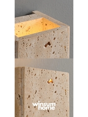 Đèn ốp tường đá travertine 2 đầu hình hộp