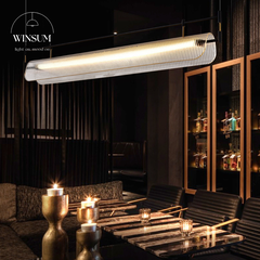 Đèn thả quầy pha chế quán cafe, đèn thanh dài thả bàn ăn led linear khung sắt chụp đèn acrylic - DPB