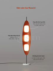 Đèn sàn hình ván lướt sóng, đèn đứng 3 bóng đế bằng đá kiểu cổ điển cao cấp - DSA01