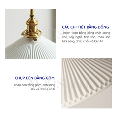 Đèn treo tường thân gỗ óc chó gấp gọn, chao gốm Vintage - DTB01
