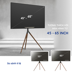 Giá đỡ TV tripod 3 chân gỗ, có thể xoay sang trái phải TV 45-65 inch - K03