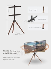 Giá đỡ TV tripod 3 chân gỗ, có thể xoay sang trái phải TV 45-65 inch - K03