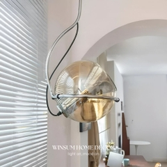 Đèn thả thủy tinh màu trà trang trí nhà hàng, đèn cạnh giường ngủ điều chỉnh được vị trí - DPB06