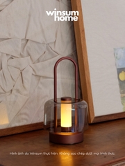 Đèn bàn thủy tinh không dây, đèn ngoài trời trang trí bàn ăn có tay xách, sạc điện USB - DBA02