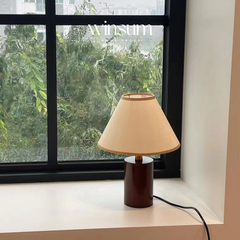 Đèn để bàn thân gỗ nguyên khối dáng nấm trang trí phòng DBB07