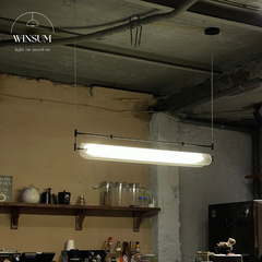 Đèn thả quầy pha chế quán cafe, đèn thanh dài thả bàn ăn led linear khung sắt chụp đèn acrylic - DPB