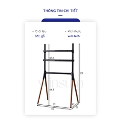 Giá đỡ tivi chân gỗ cao cấp phong cách Hàn Quốc, thiết kế kiểu khung vẽ nghệ thuật - K02