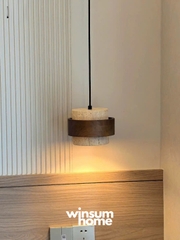 Đèn thả Cole chất liệu đá travertine kết hợp vòng gỗ