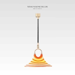Đèn thả trần sọc cam cổ điển Morning Glory, dây lò xo có thể chỉnh độ cao