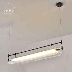 Đèn thả quầy pha chế quán cafe, đèn thanh dài thả bàn ăn led linear khung sắt chụp đèn acrylic - DPB