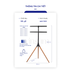 Giá đỡ TV tripod 3 chân gỗ, có thể xoay sang trái phải TV 45-65 inch - K03