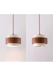 Đèn thả Cole chất liệu đá travertine kết hợp vòng gỗ