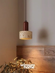 Đèn thả đá travertine hình trụ, đèn thả đầu giường