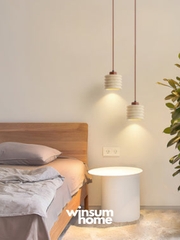 Đèn thả Candeerio chất liệu đá travertine, đèn thả đầu giường