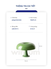 Đèn bàn Nesso màu xanh lá, đèn để bàn dáng nấm trang trí nhà - winsum home