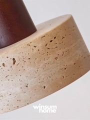 Đèn thả đá travertine hình trụ, đèn thả đầu giường