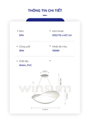 Đèn thả Plena phong cách Ý dáng cong mặt trăng trang trí phòng khách, bàn ăn