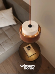 Đèn thả Cole chất liệu đá travertine kết hợp vòng gỗ