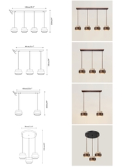 Đèn thả Cole chất liệu đá travertine kết hợp vòng gỗ