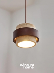 Đèn thả Cole chất liệu đá travertine kết hợp vòng gỗ