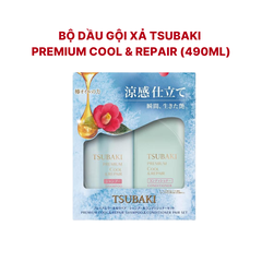 Bộ Dầu Gội Xả Tsubaki Premium, Sạch Dầu, Mát Lạnh Cool & Repair (490ml), nội địa Nhật